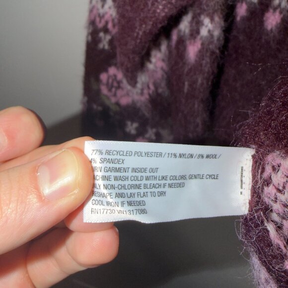 Wild Fable NWT Cropped Fair Isle Zip Sweater XS Burgundy Pink Cozy - Picture 6 of 7